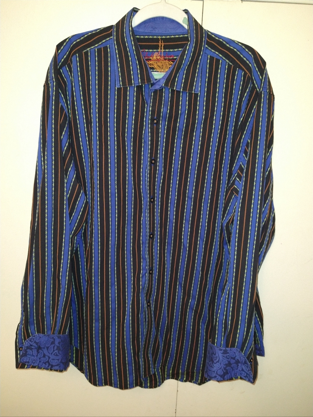 Robert Graham Striped Long Sleeve Button Up Shirt Men's sz 2XL.